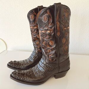 Men's Black and Brown Black Jack Alligator Boots